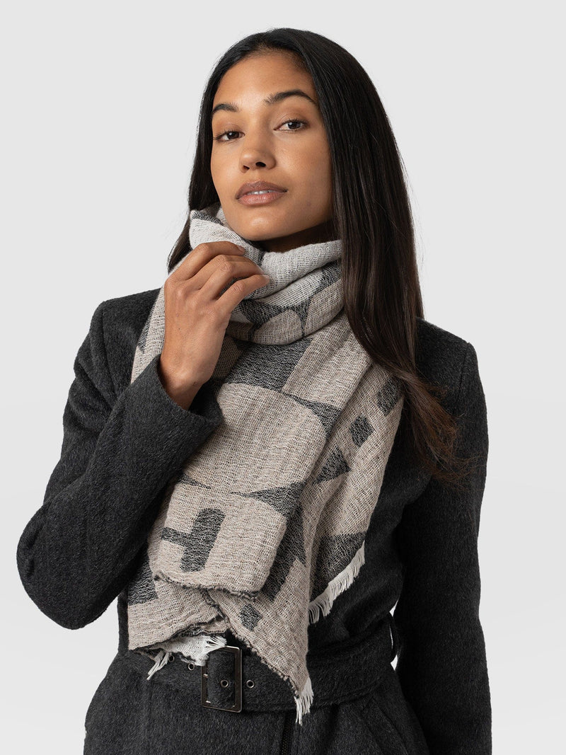 Abstract Rock Scarf Black/Cream - Women's Scarves | Saint + Sofia® US