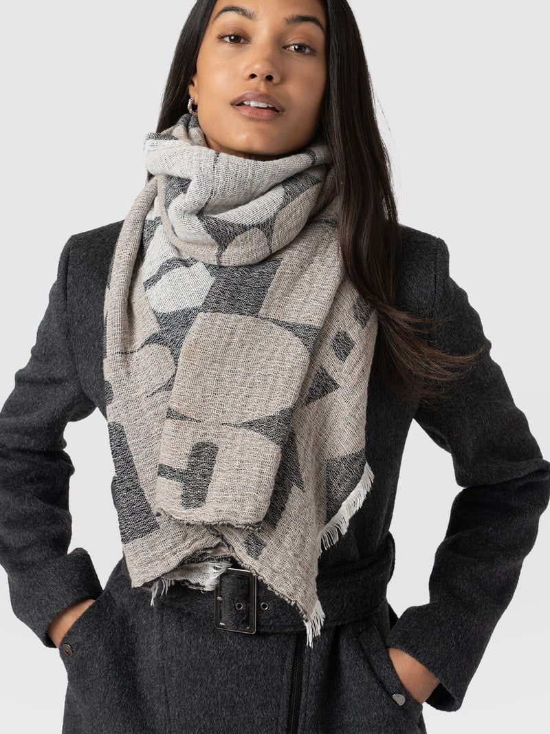 Abstract Rock Scarf Black/Cream - Women's Scarves | Saint + Sofia® US