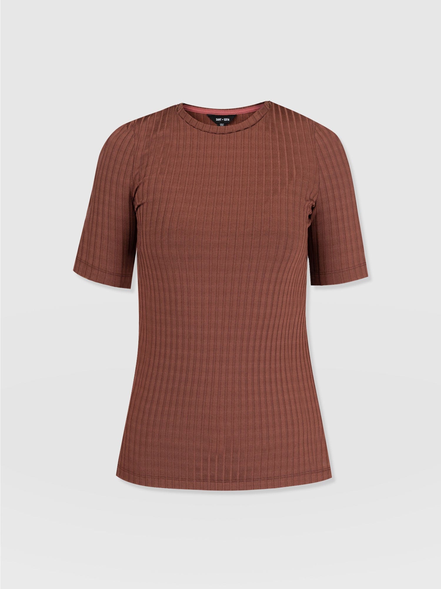 Adaline Tee Maroon Rib - Women's T-Shirts | Saint + Sofia® US