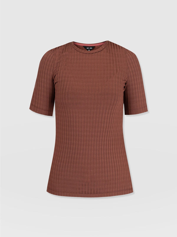 Adaline Tee Maroon Rib - Women's T-Shirts | Saint + Sofia® US