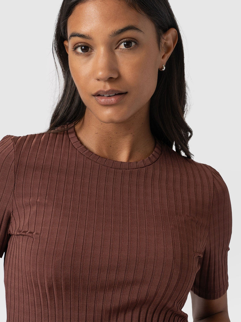 Adaline Tee Maroon Rib - Women's T-Shirts | Saint + Sofia® US