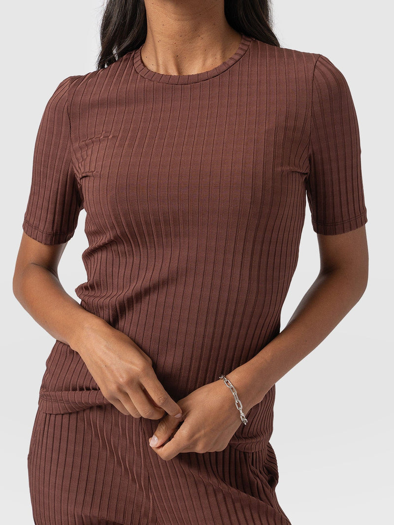 Adaline Tee Maroon Rib - Women's T-Shirts | Saint + Sofia® US