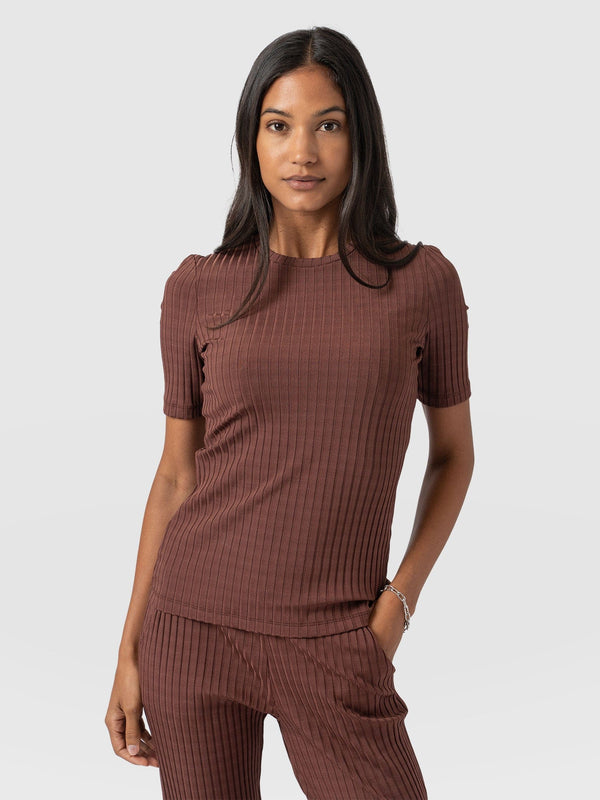 Adaline Tee Maroon Rib - Women's T-Shirts | Saint + Sofia® US