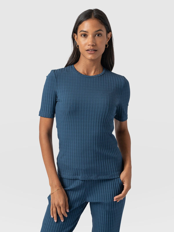 Adaline Tee Teal Rib - Women's T-Shirts | Saint + Sofia® US