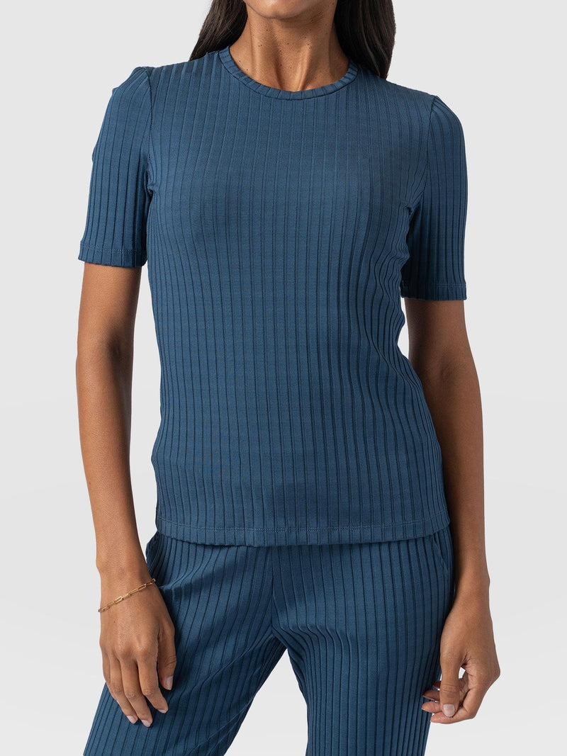 Adaline Tee Teal Rib - Women's T-Shirts | Saint + Sofia® US