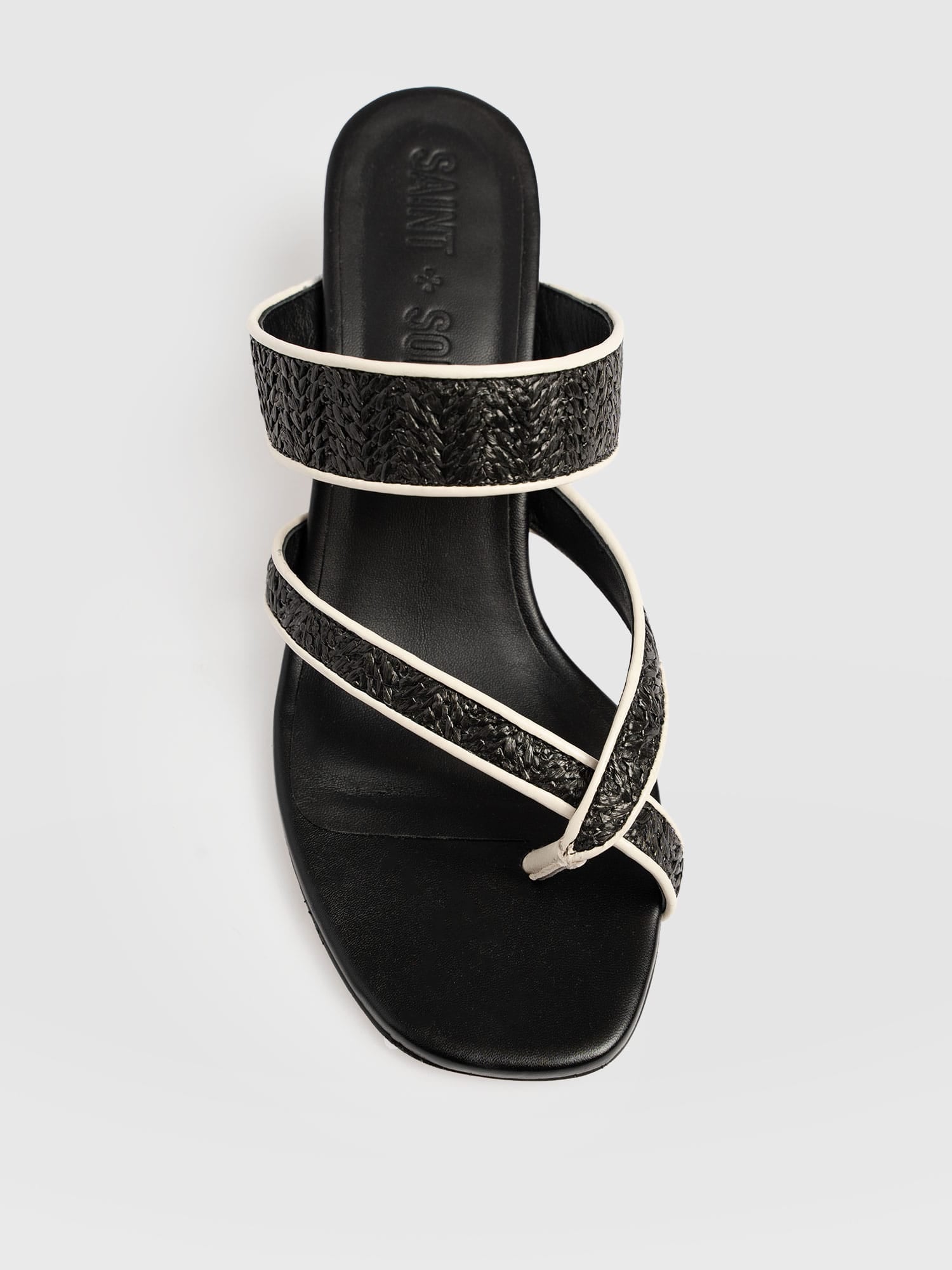 Adaline Toe Post Heels - Black Raffia - Women's Shoes | Saint + Sofia® USA