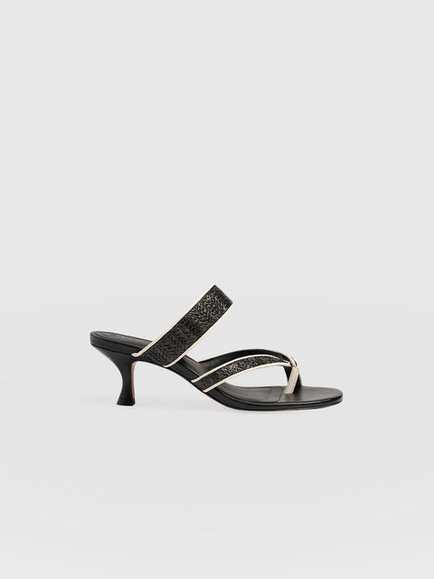 Adaline Toe Post Heels - Black Raffia - Women's Shoes | Saint + Sofia® USA