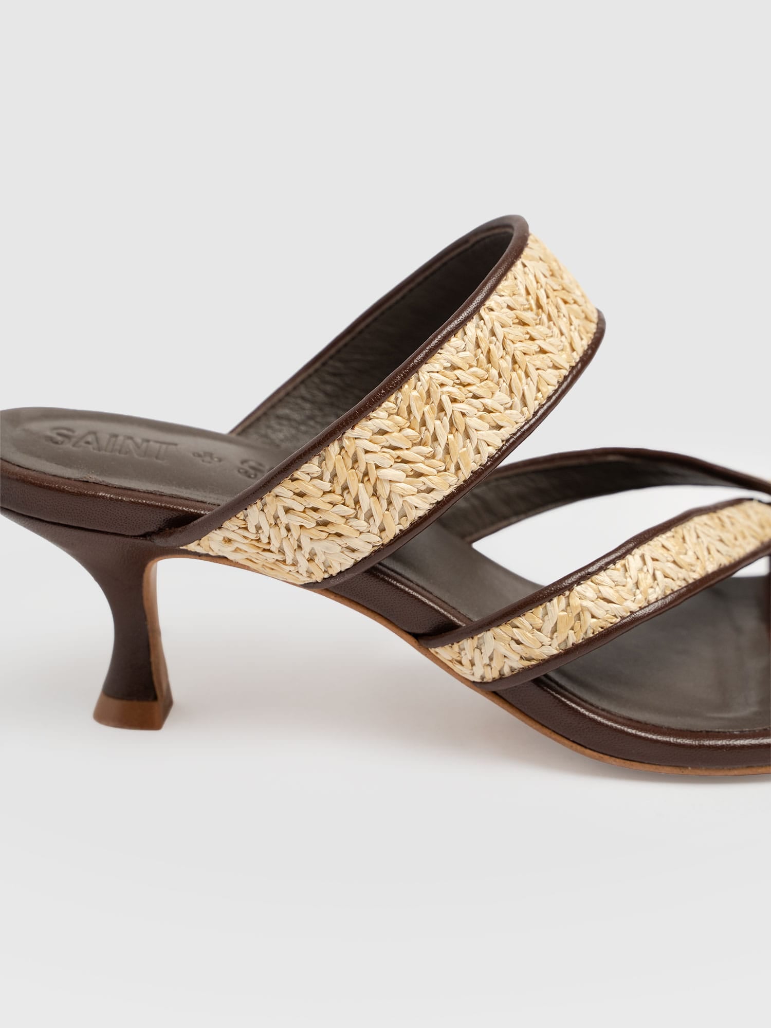 Adaline Toe Post Heels - Brown Raffia - Women's Shoes | Saint + Sofia® USA