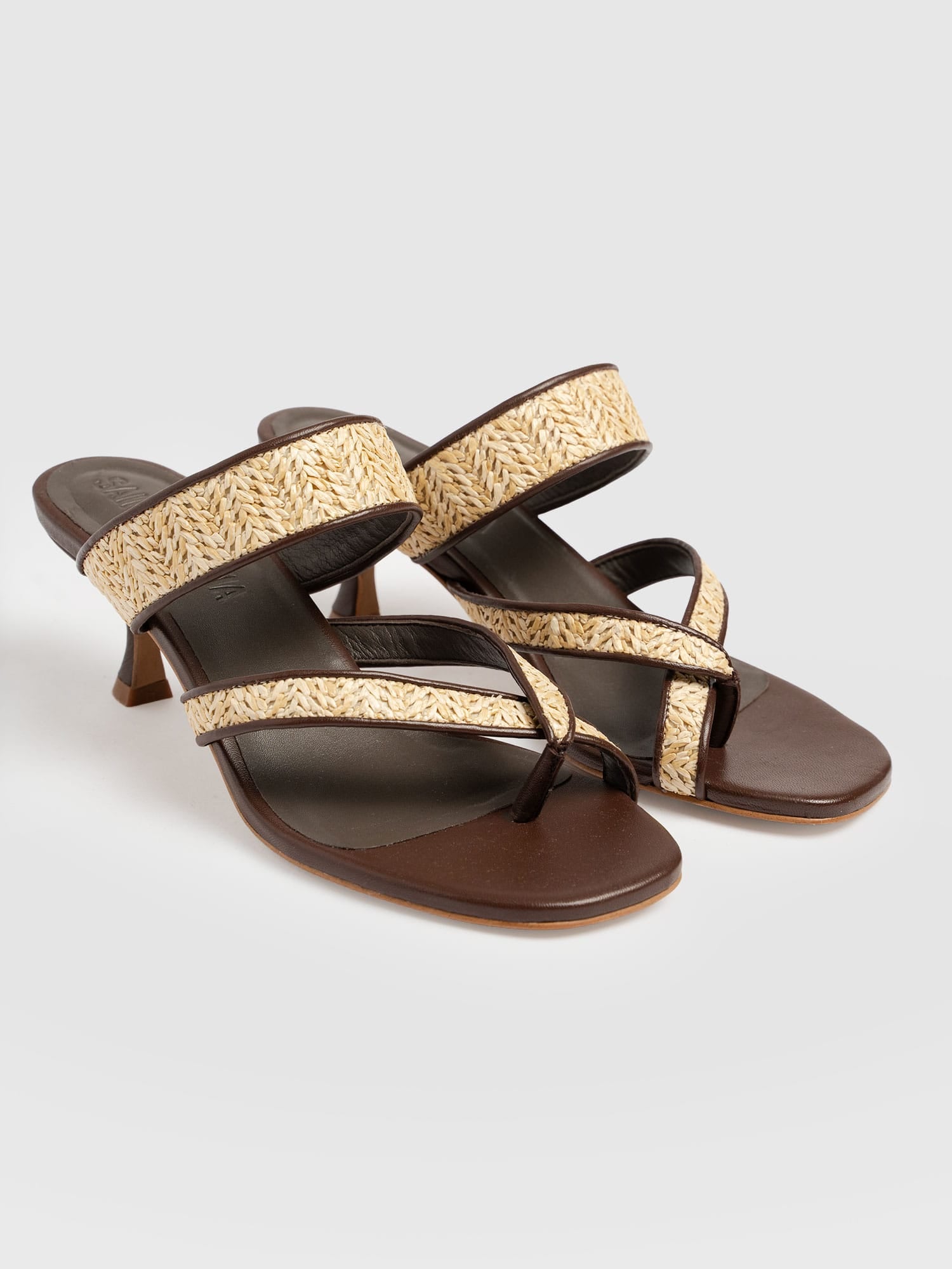 Adaline Toe Post Heels - Brown Raffia - Women's Shoes | Saint + Sofia® USA