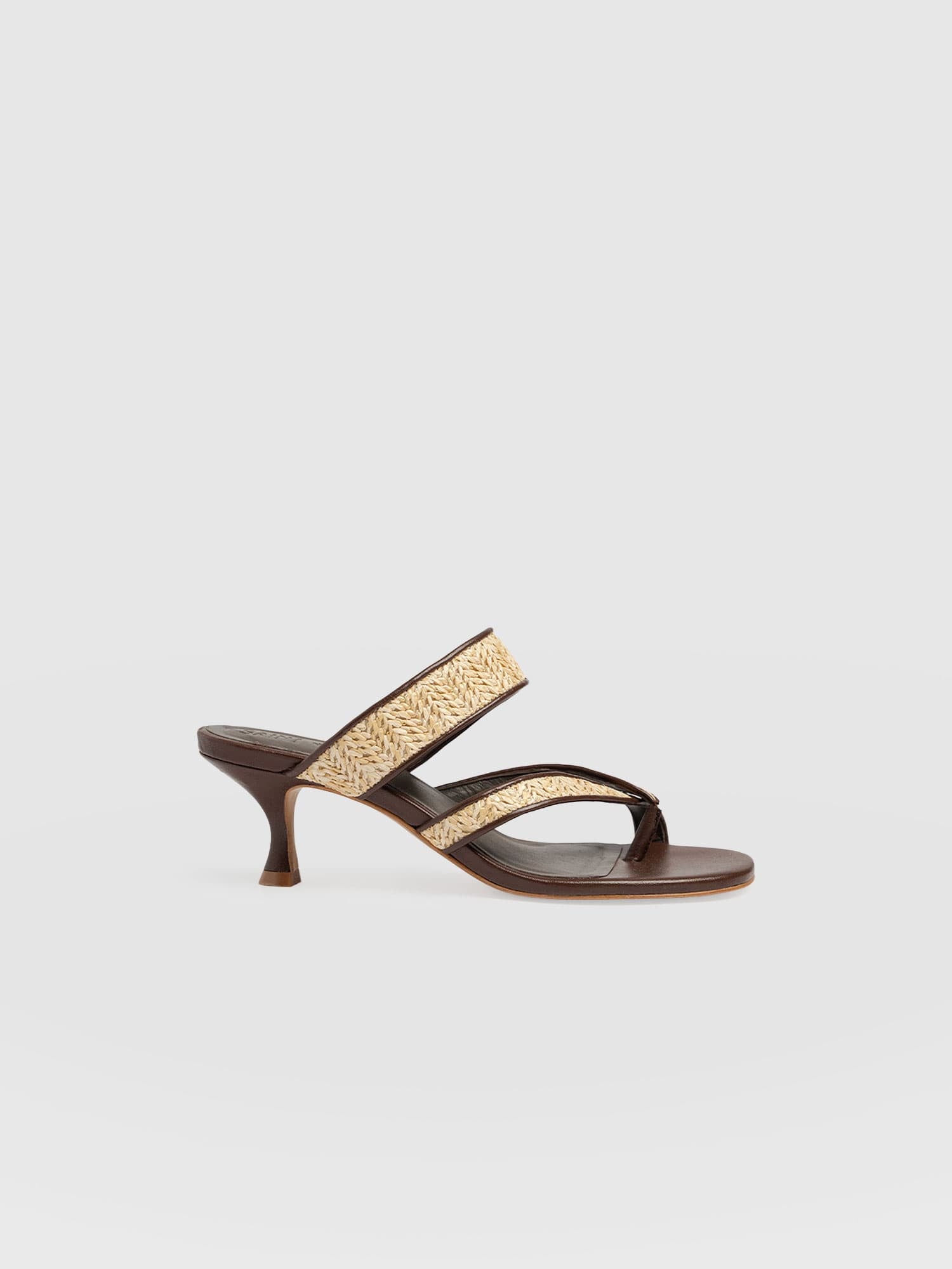 Adaline Toe Post Heels - Brown Raffia - Women's Shoes | Saint + Sofia® USA