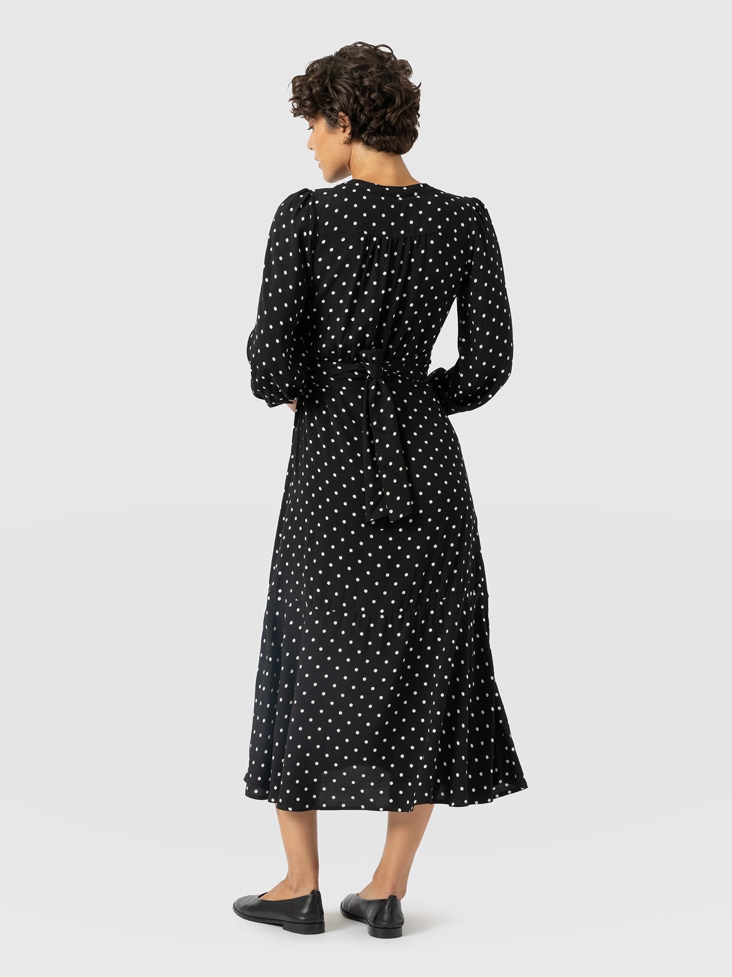 Adaline Zip Up Dress - Black Polka Dot - Women's Dresses | Saint and Sofia® USA