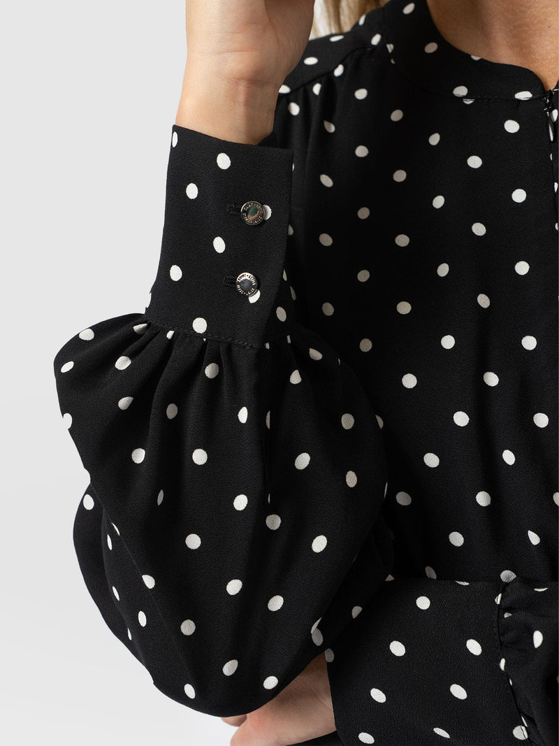 Adaline Zip Up Dress - Black Polka Dot - Women's Dresses | Saint + Sofia® USA