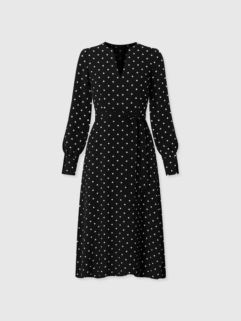 Adaline Zip Up Dress - Black Polka Dot - Women's Dresses | Saint + Sofia® USA
