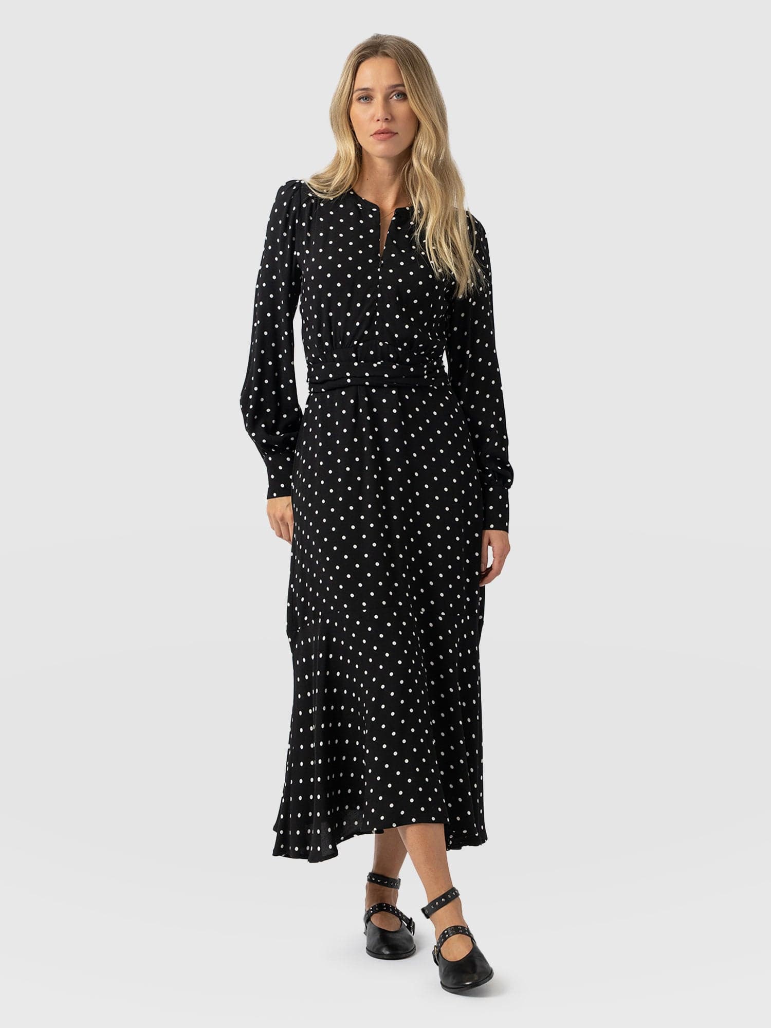 Adaline Zip Up Dress - Black Polka Dot - Women's Dresses | Saint + Sofia® USA