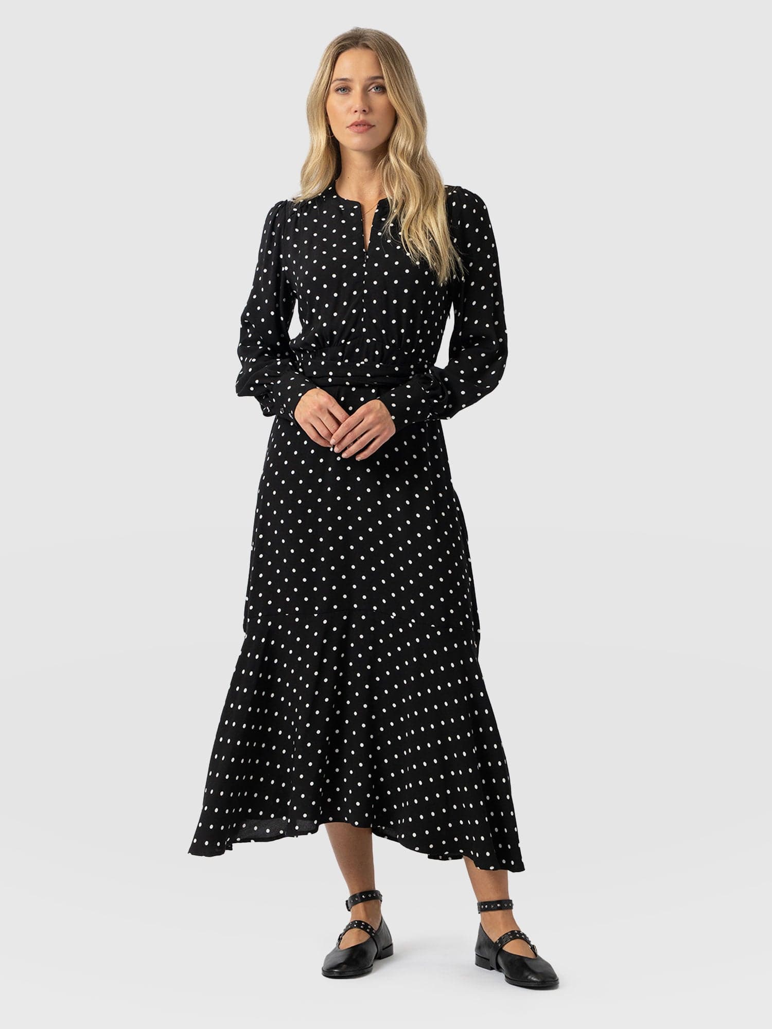 Adaline Zip Up Dress - Black Polka Dot - Women's Dresses | Saint + Sofia® USA