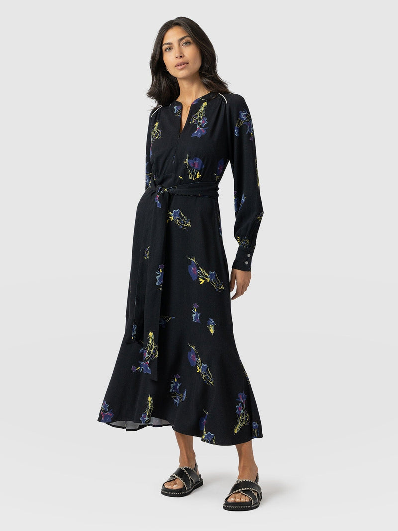 Adaline Zip Up Dress - Blue Lily Gardens