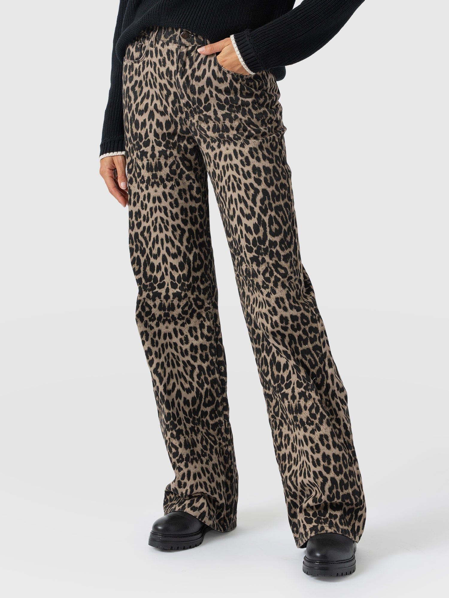 Adjustable Wide Leg Jean - Leopard - Women's Jeans | Saint + Sofia® USA