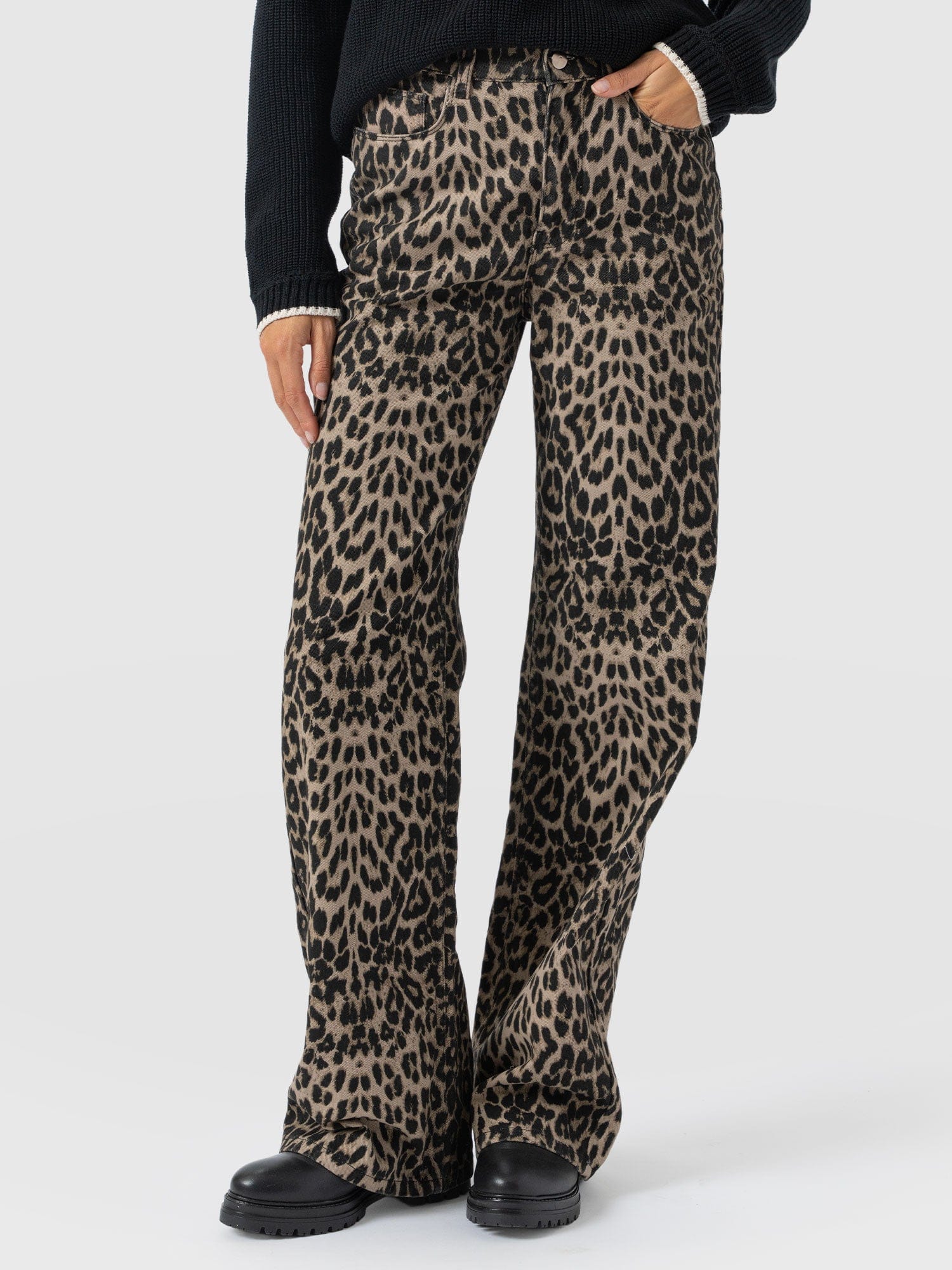Adjustable Wide Leg Jean - Leopard - Women's Jeans | Saint + Sofia® USA