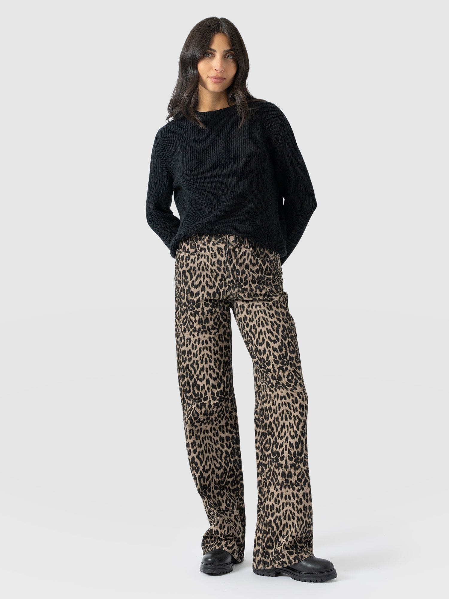 Adjustable Wide Leg Jean - Leopard - Women's Jeans | Saint + Sofia® USA
