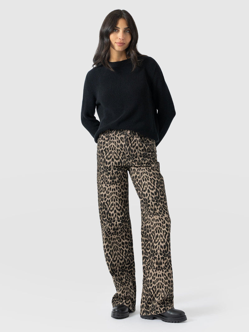 Adjustable Wide Leg Jean - Leopard - Women's Jeans | Saint + Sofia® USA