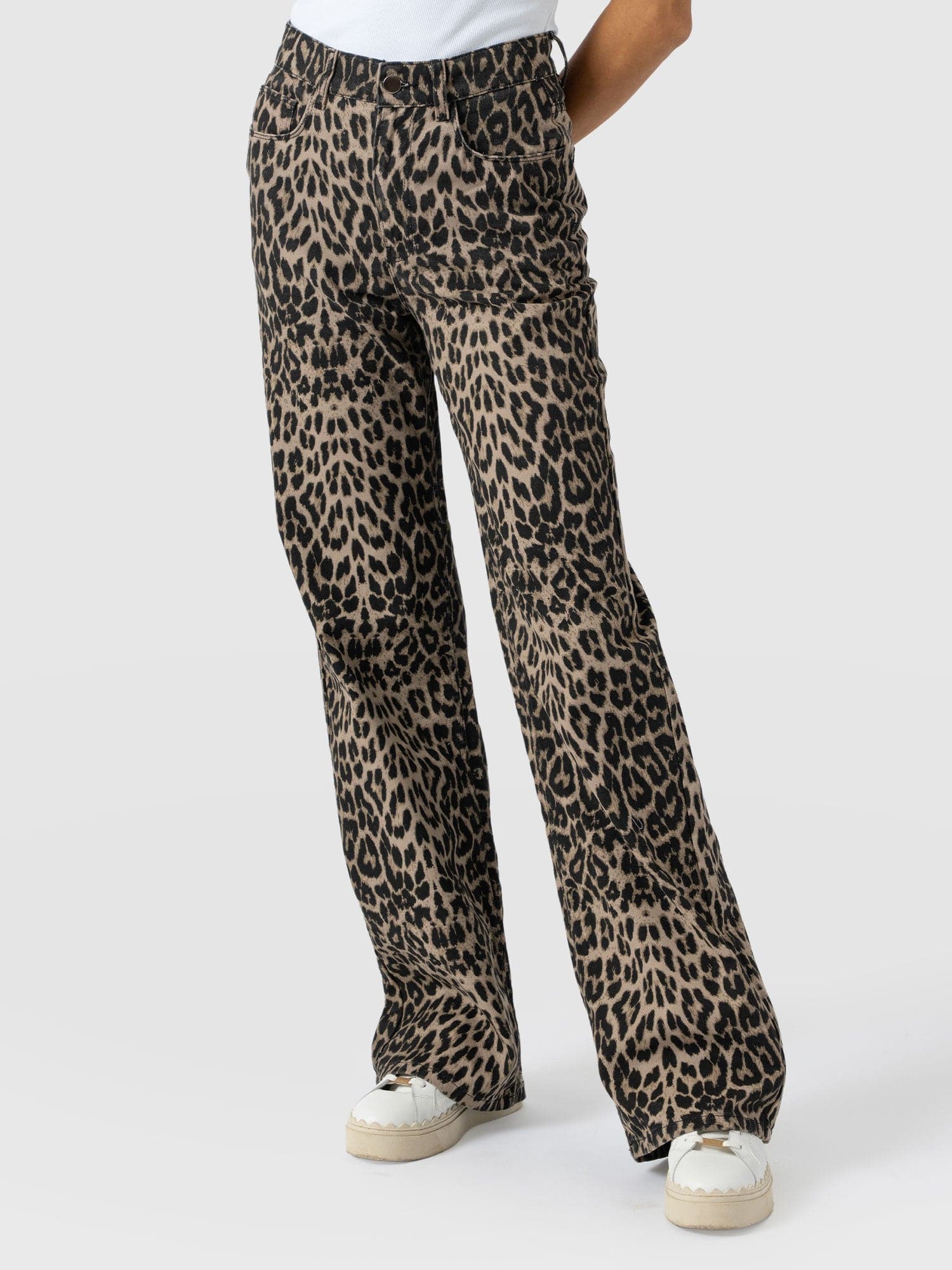 Adjustable Wide Leg Jean - Leopard - Women's Jeans | Saint + Sofia® USA