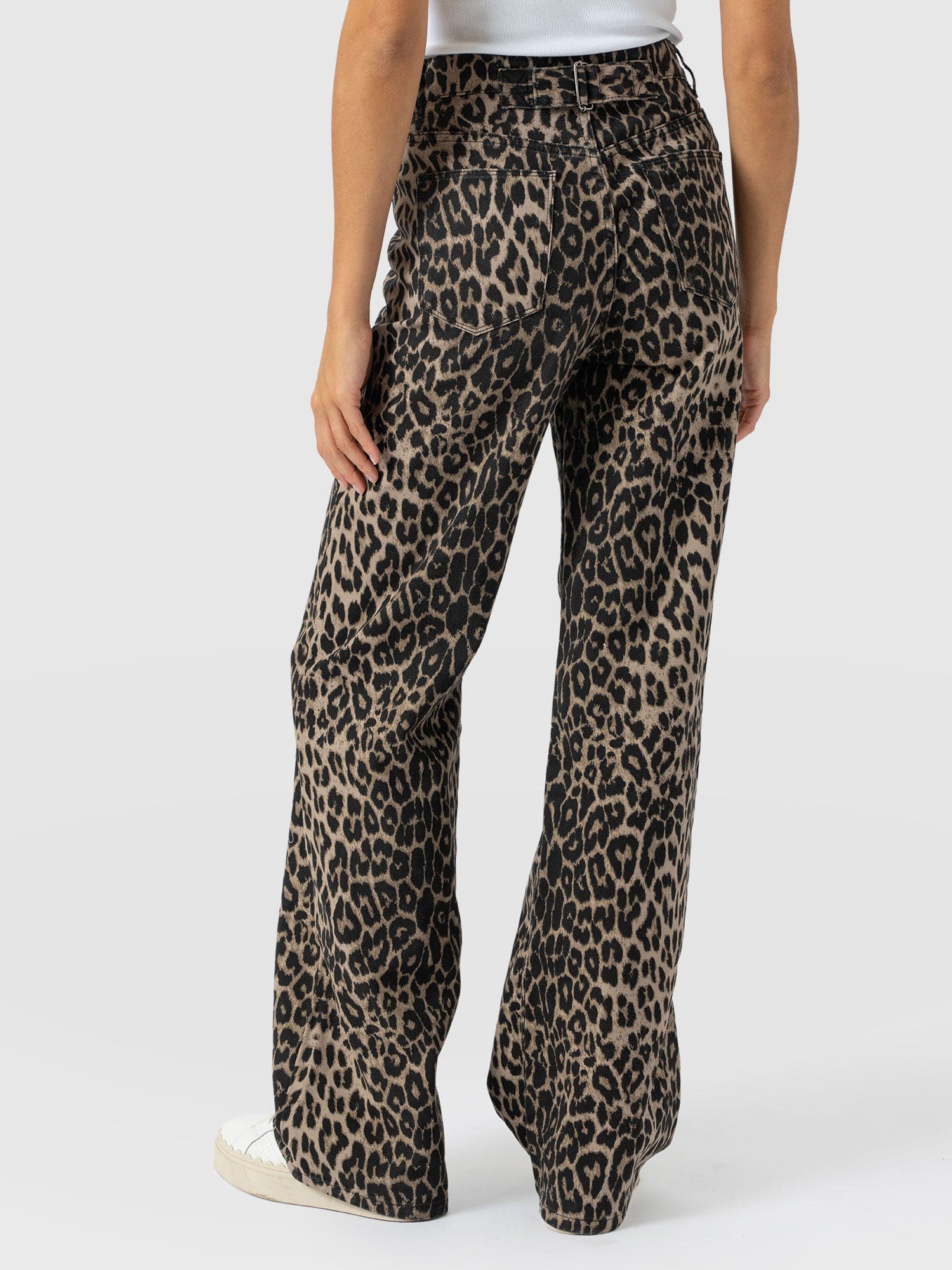 Adjustable Wide Leg Jean - Leopard - Women's Jeans | Saint + Sofia® USA