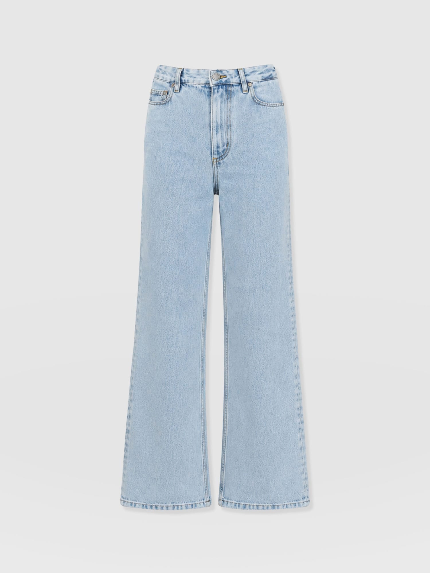 Adjustable Wide Leg Jeans - Pale Blue