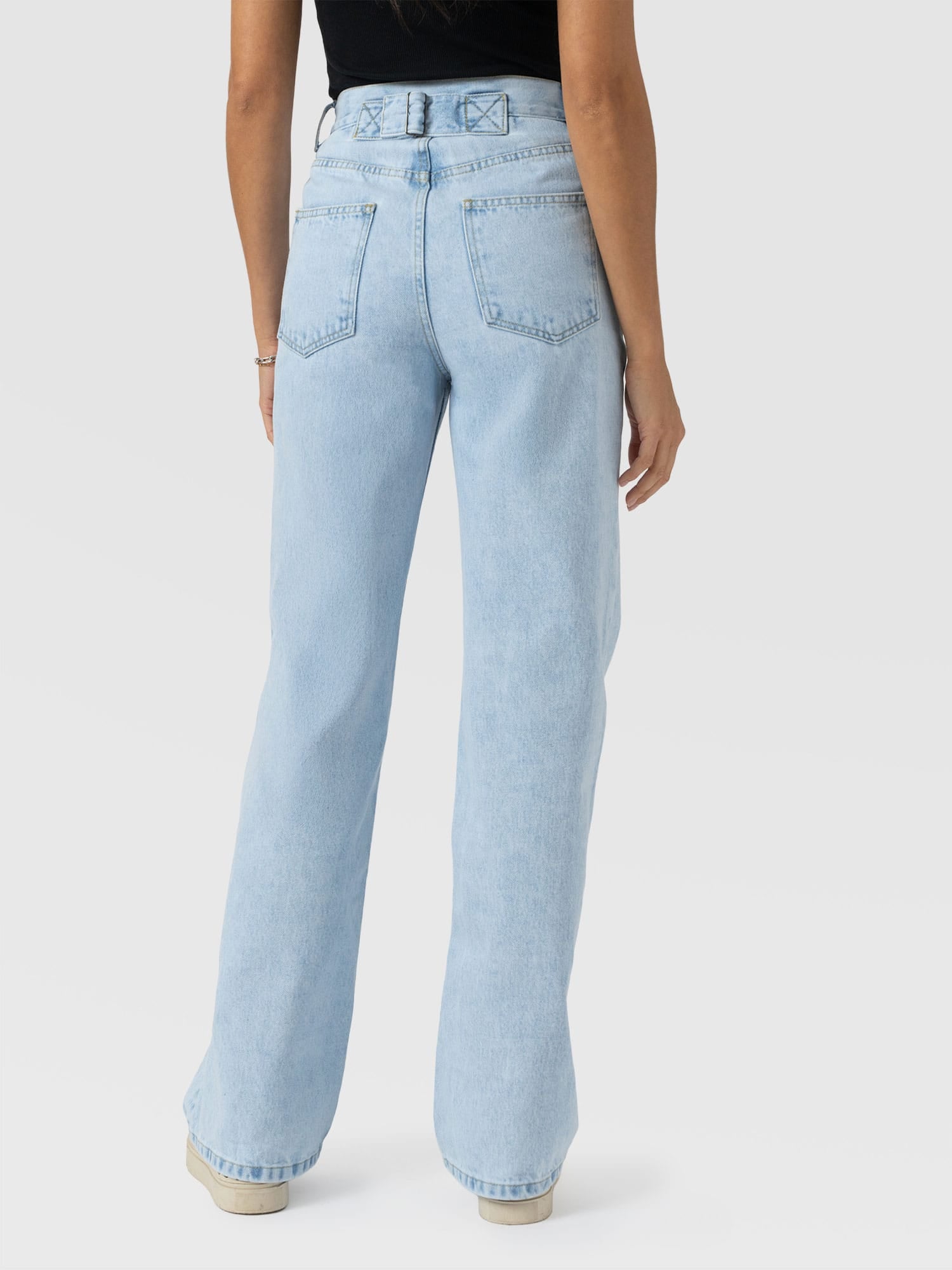 Adjustable Wide Leg Jeans Pale Blue - Women's Jeans | Saint + Sofia® USA