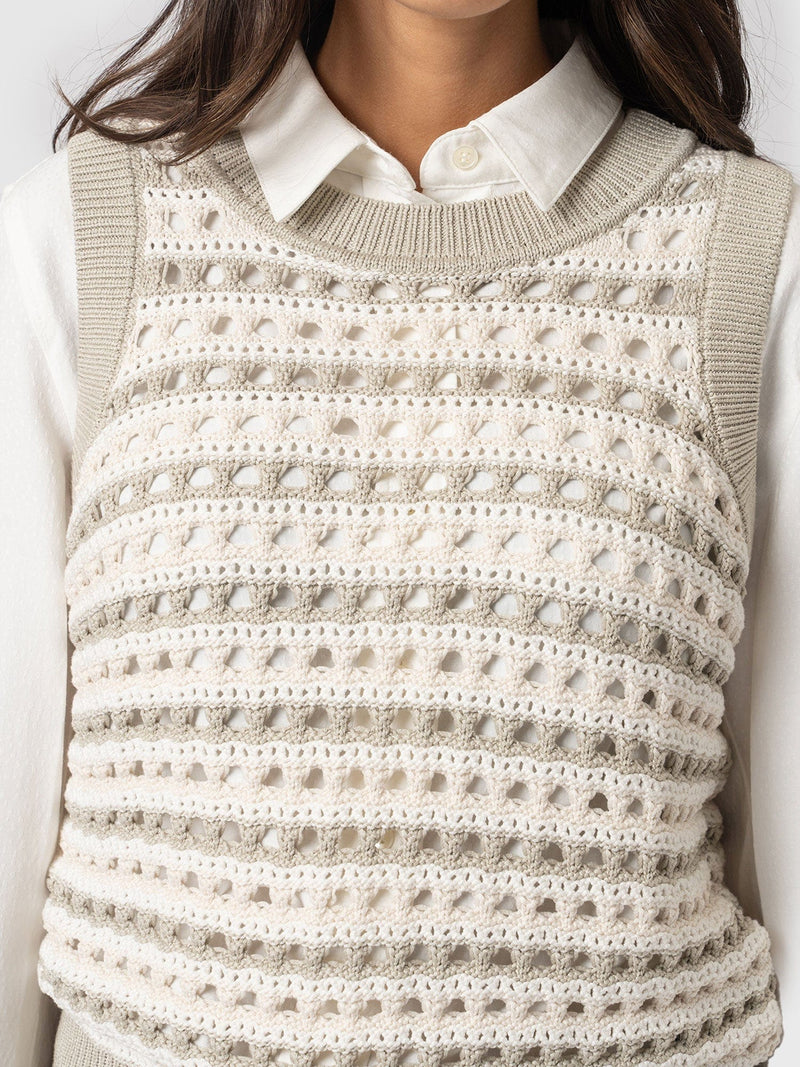 Adler Sleeveless Knit Beige - Women's Vests | Saint + Sofia® US