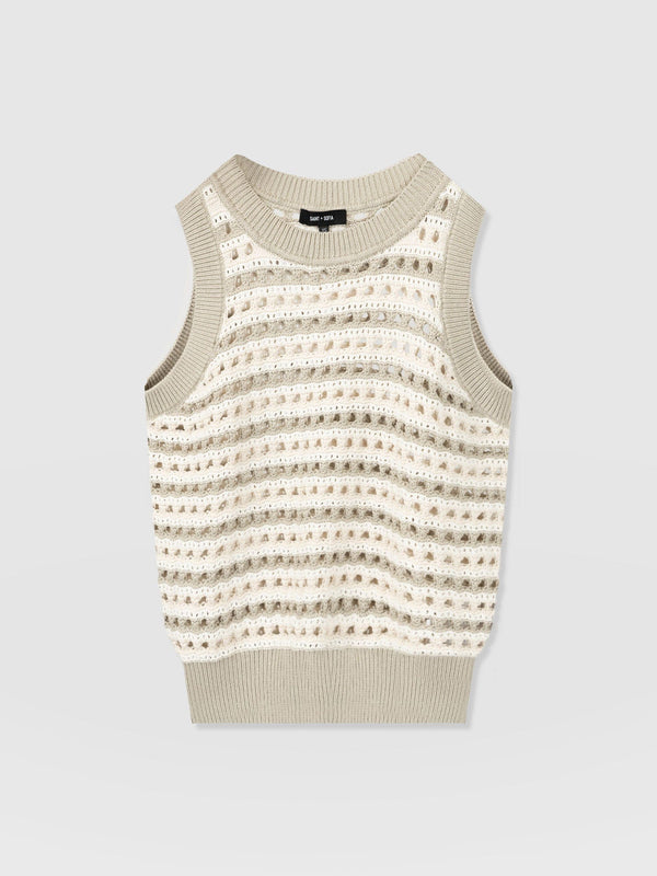 Adler Sleeveless Knit Beige - Women's Vests | Saint + Sofia® US