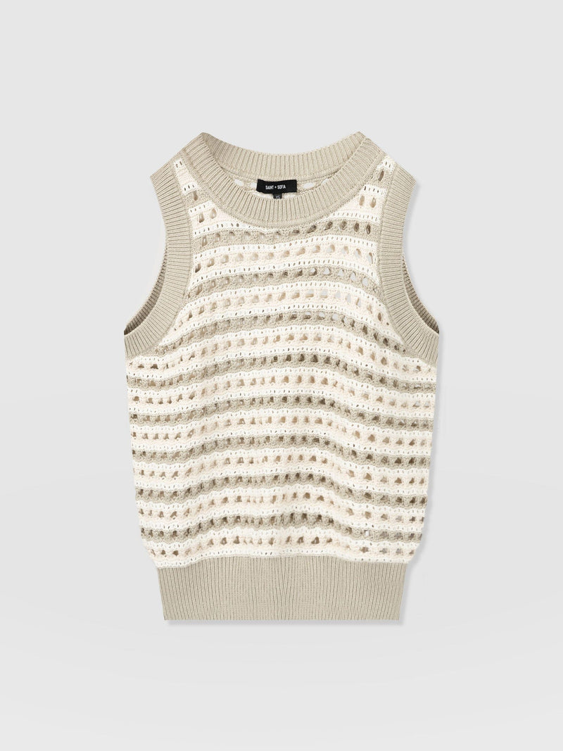 Adler Sleeveless Knit Beige - Women's Vests | Saint + Sofia® US