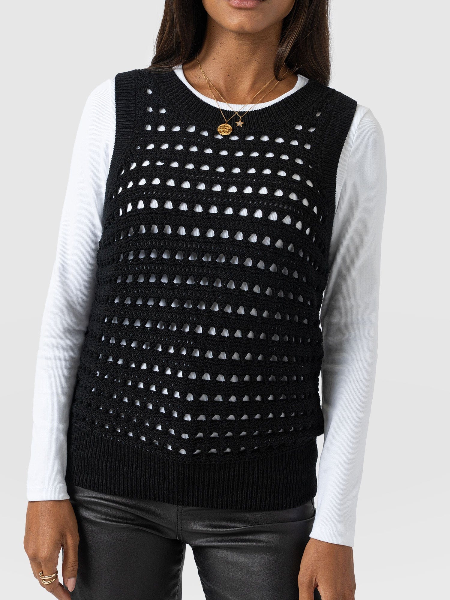 Adler Sleeveless Knit Black - Women's Vests | Saint + Sofia® US