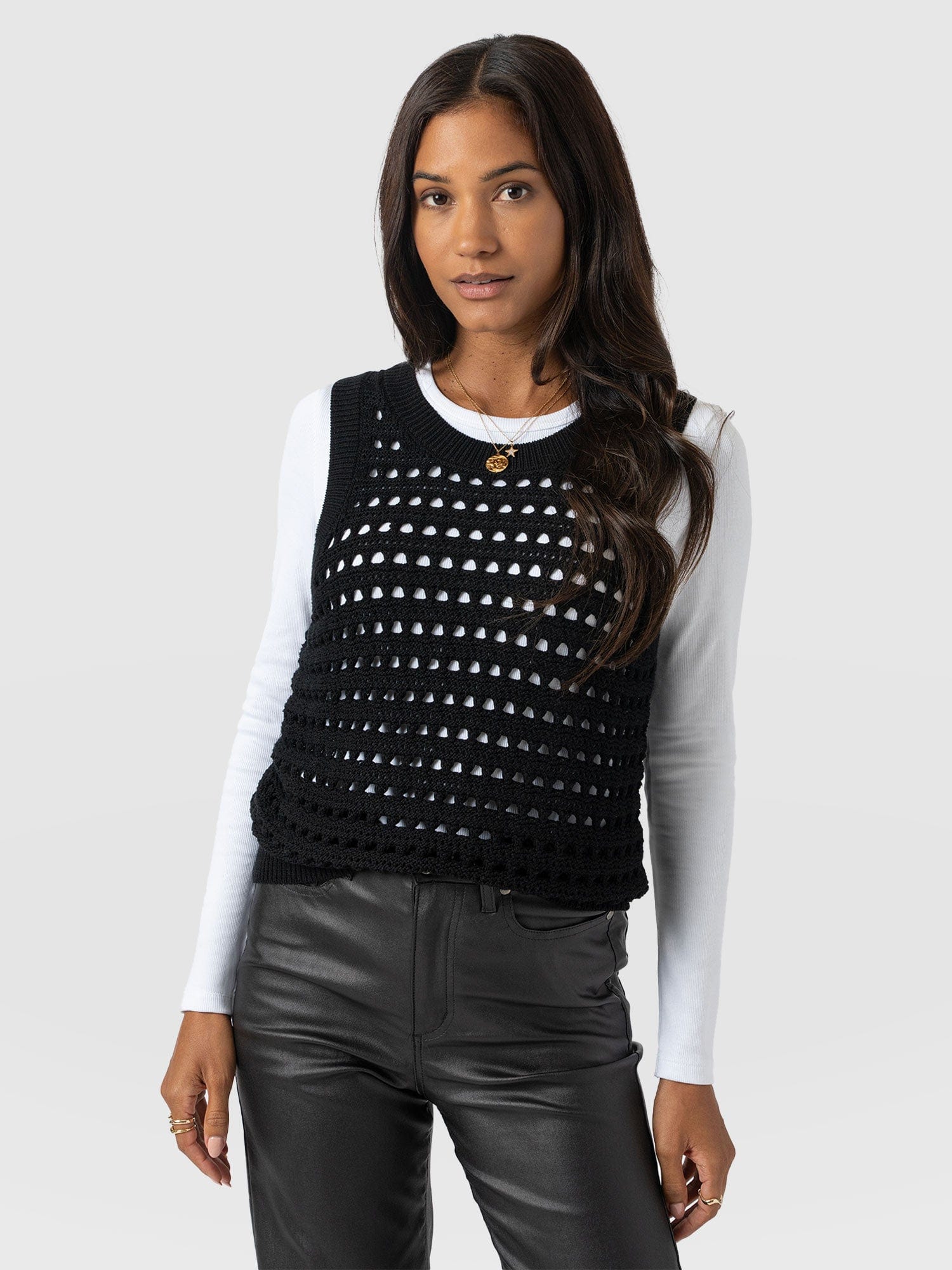 Adler Sleeveless Knit Black - Women's Vests | Saint + Sofia® US