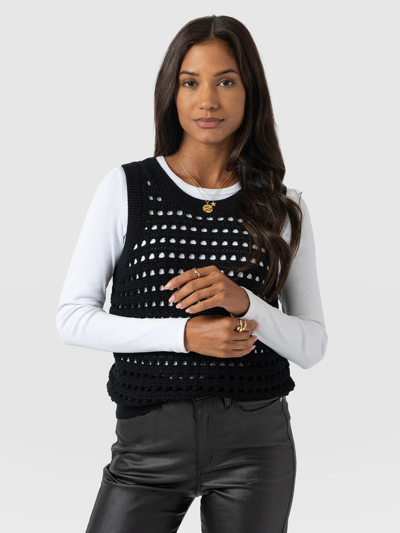 Adler Sleeveless Knit Black - Women's Vests | Saint + Sofia® US