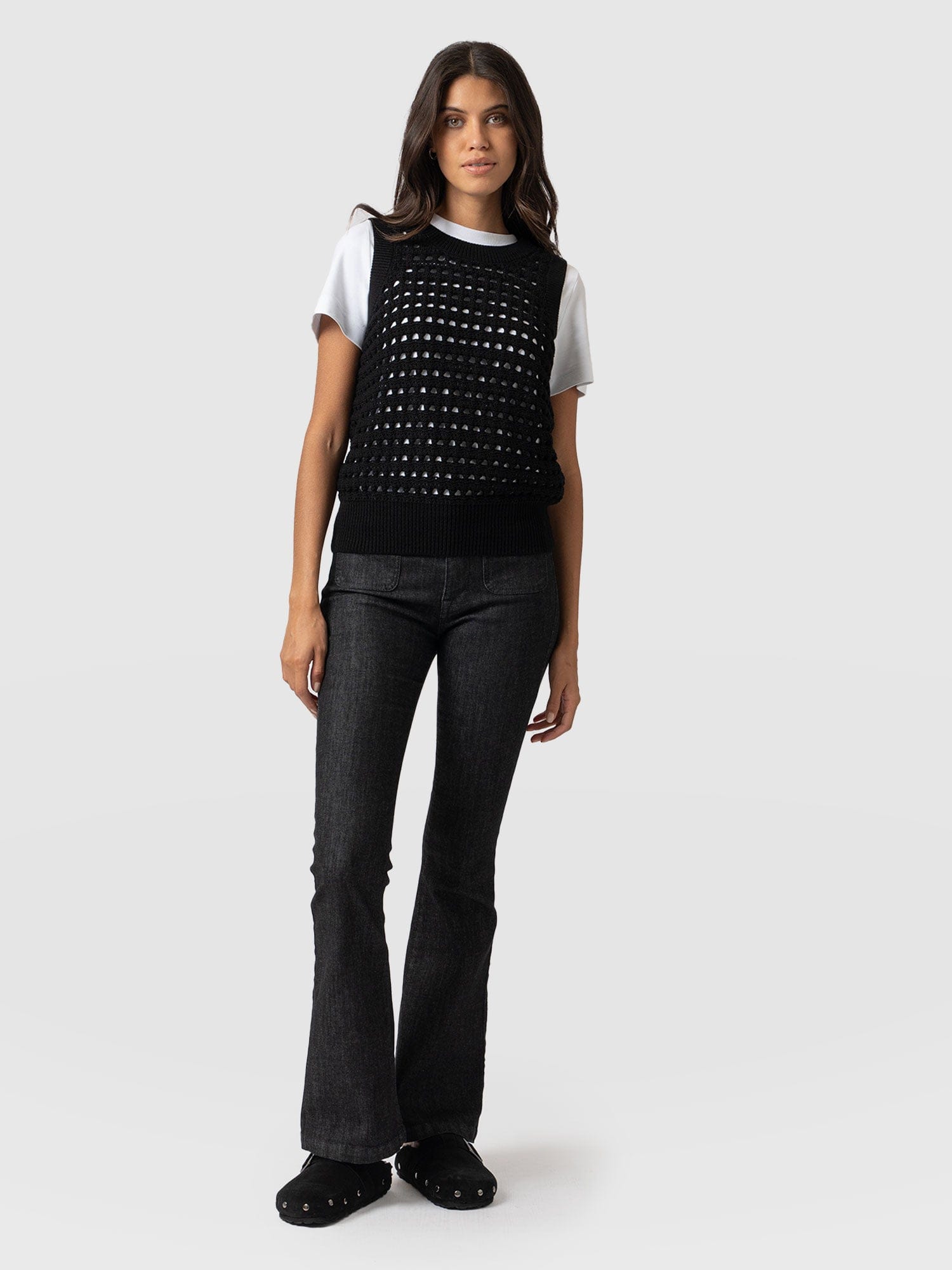 Adler Sleeveless Knit Black - Women's Vests | Saint + Sofia® US