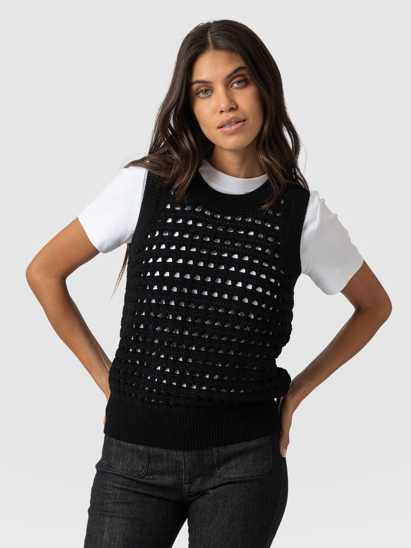 Adler Sleeveless Knit Black - Women's Vests | Saint + Sofia® US