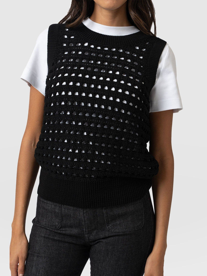 Adler Sleeveless Knit Black - Women's Vests | Saint + Sofia® US