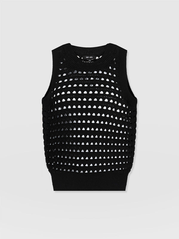 Adler Sleeveless Knit Black - Women's Vests | Saint + Sofia® US