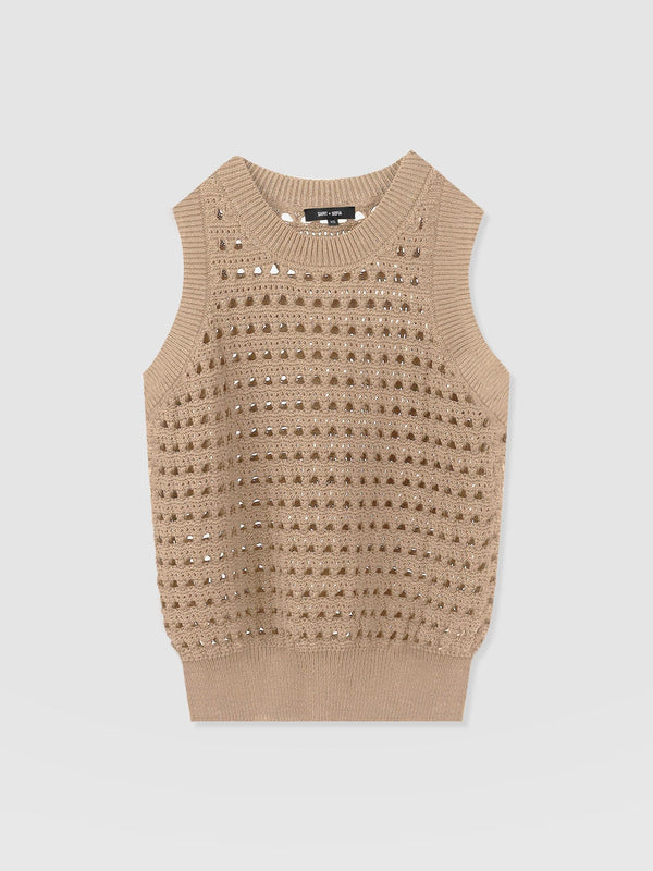 Adler Sleeveless Knit Camel - Women's Vests | Saint + Sofia® US