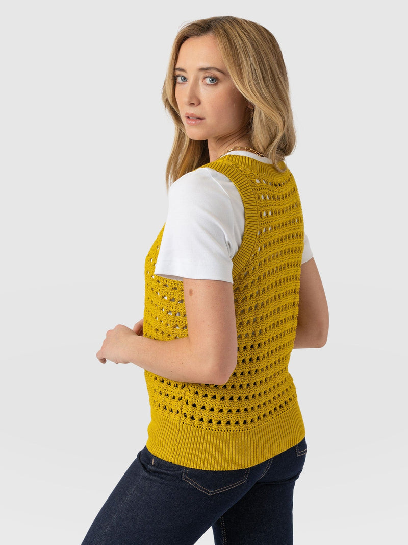 Adler Sleeveless Knit Mustard - Women's Vests | Saint + Sofia® US