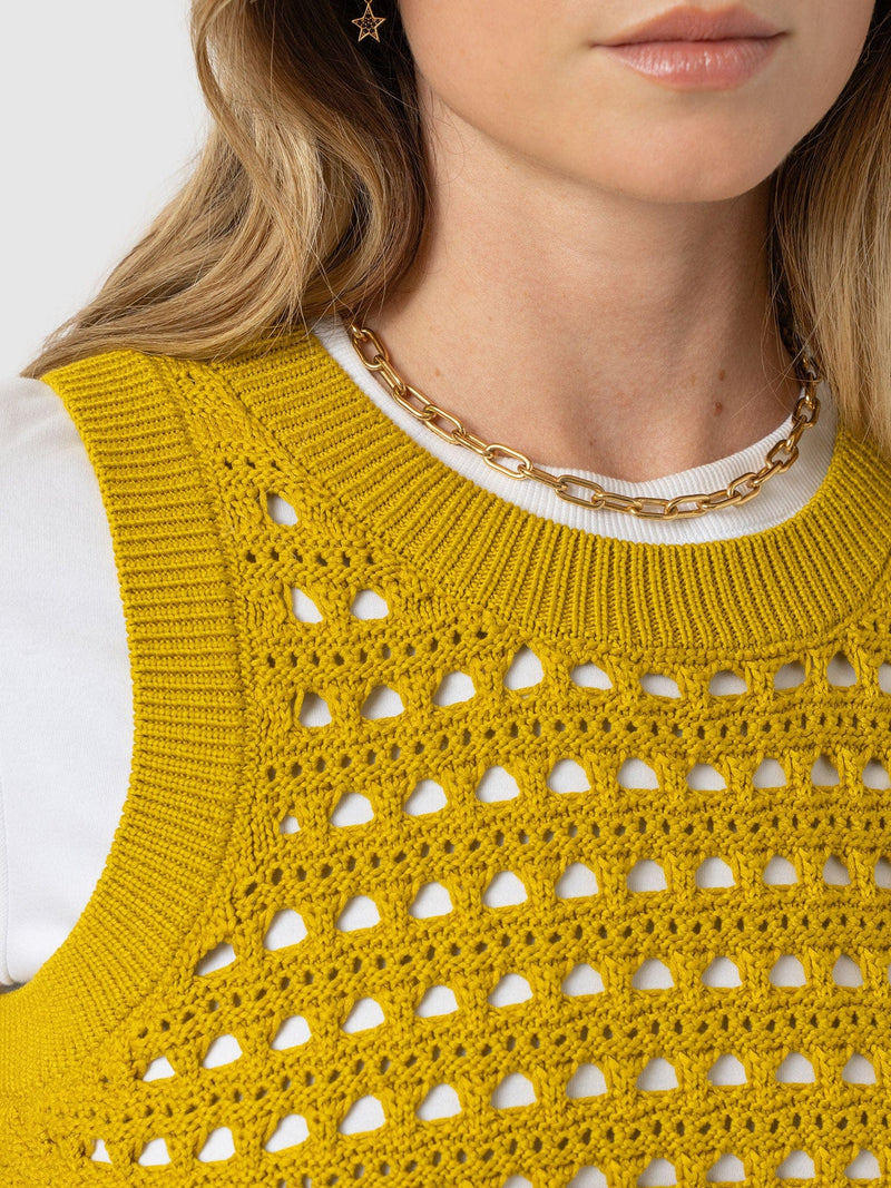 Adler Sleeveless Knit Mustard - Women's Vests | Saint + Sofia® US