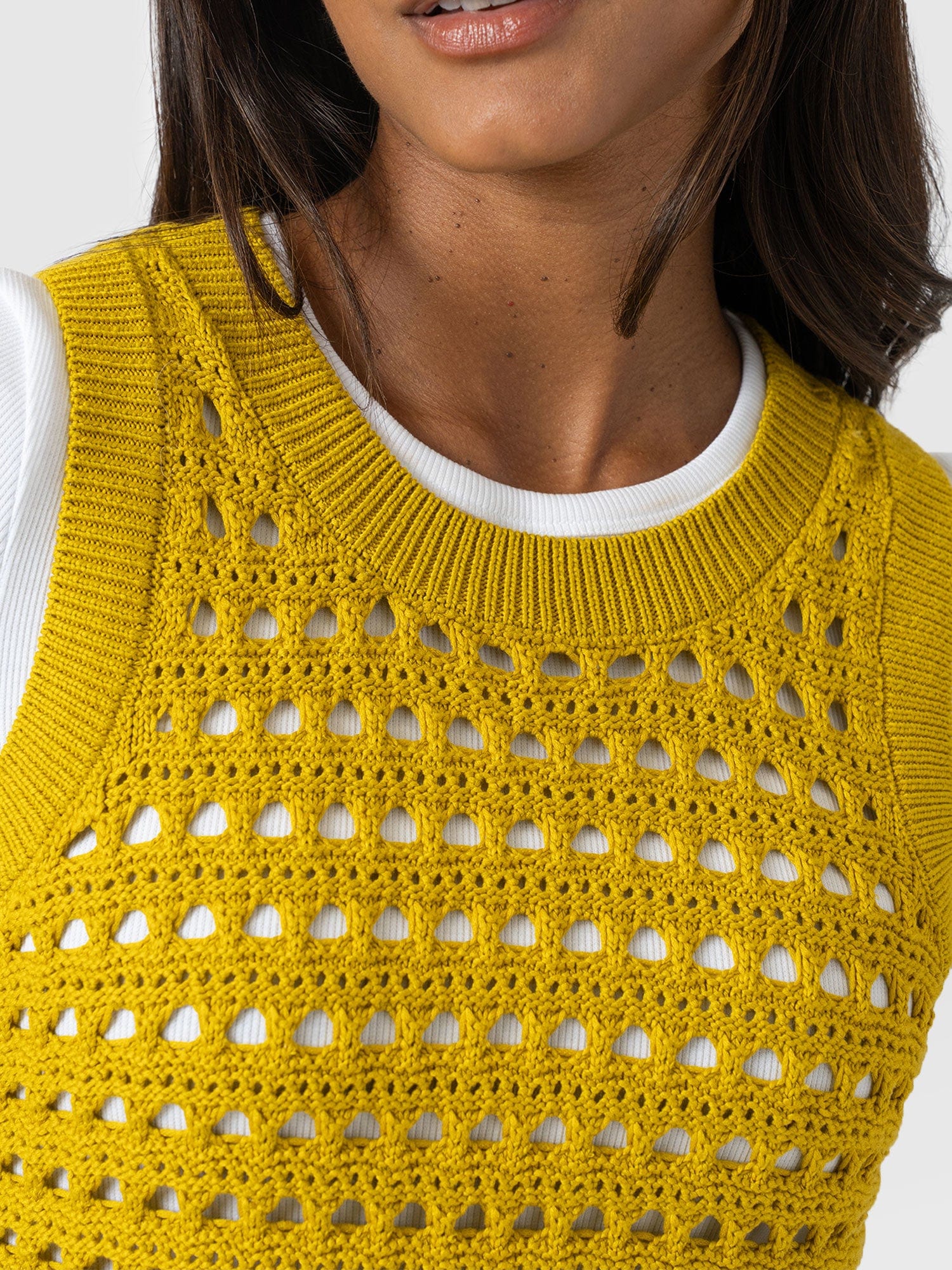 Adler Sleeveless Knit Mustard - Women's Vests | Saint + Sofia® US