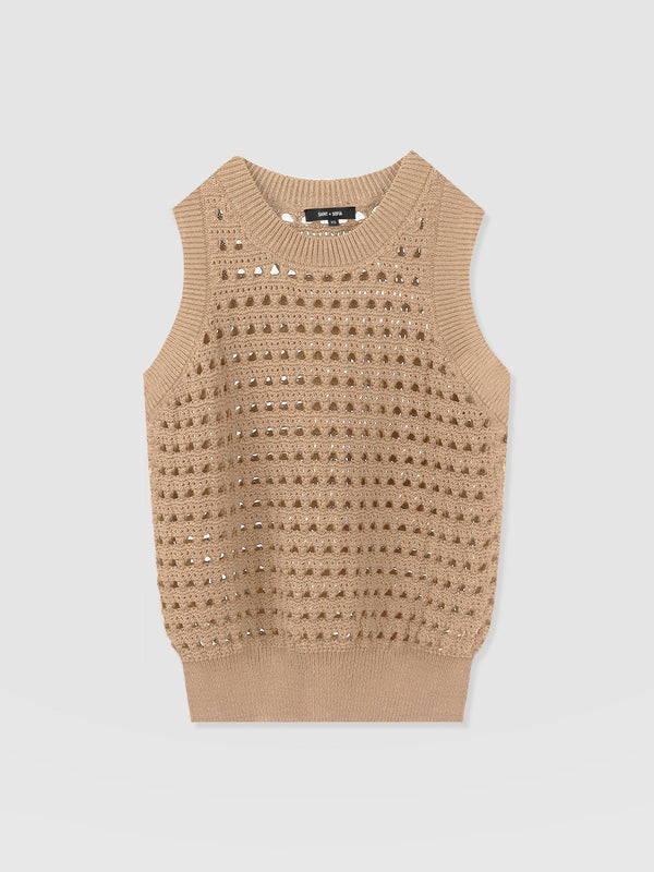 Adler Sleeveless Knit Tan - Women's Vests | Saint + Sofia® US