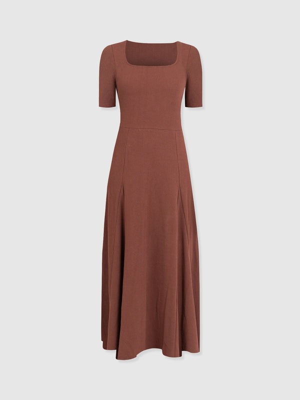 Akia Short Sleeve Dress - Maroon Textured - Women's Dresses | Saint + Sofia® USA