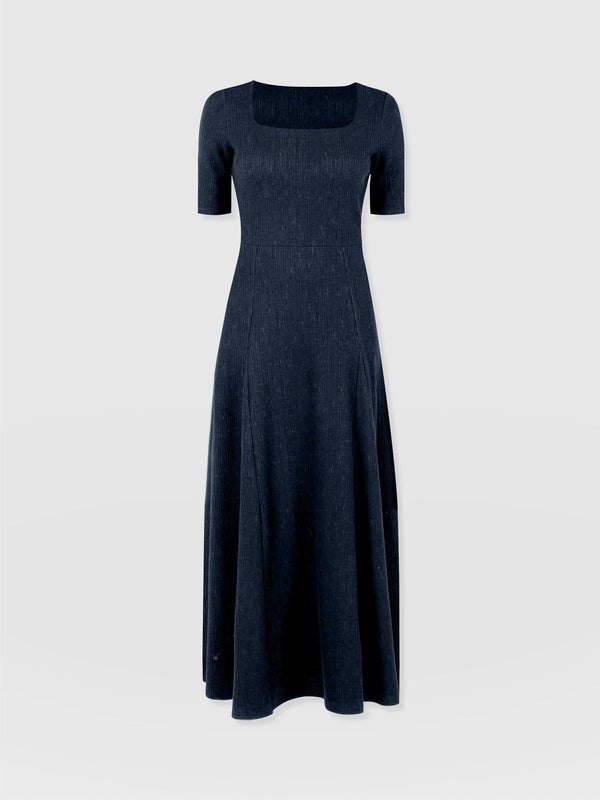 Akia Short Sleeve Dress - Navy Textured - Women's Dresses | Saint + Sofia® USA