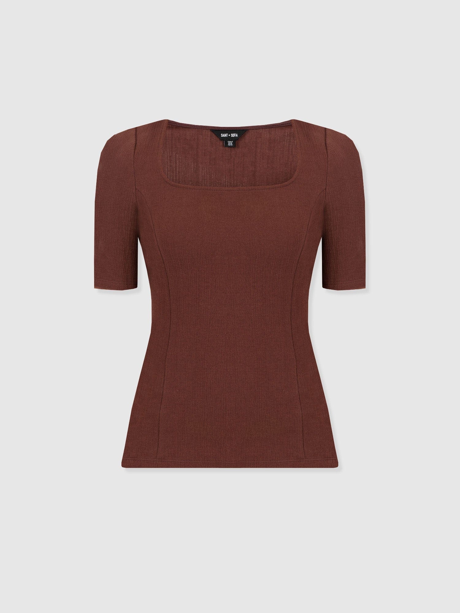 Akia Short Sleeve Tee - Maroon Textured - Women's T-shirts | Saint + Sofia® USA