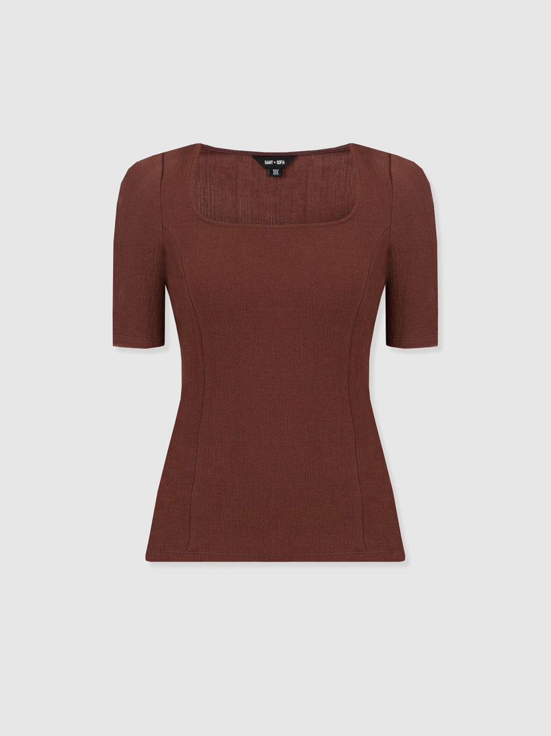 Akia Short Sleeve Tee - Maroon Textured - Women's T-shirts | Saint + Sofia® USA