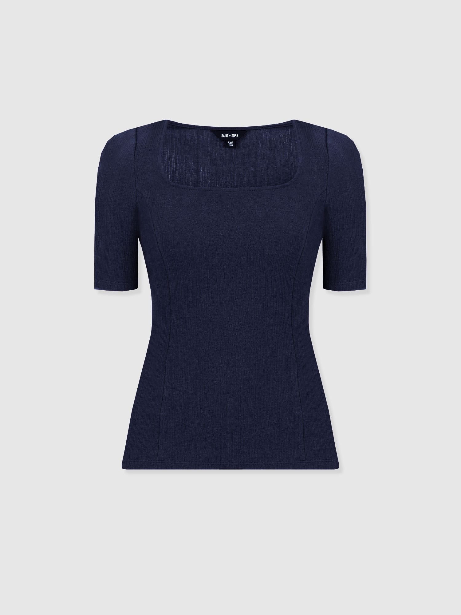 Akia Short Sleeve Tee - Navy Textured - Women's T-shirts | Saint + Sofia® USA
