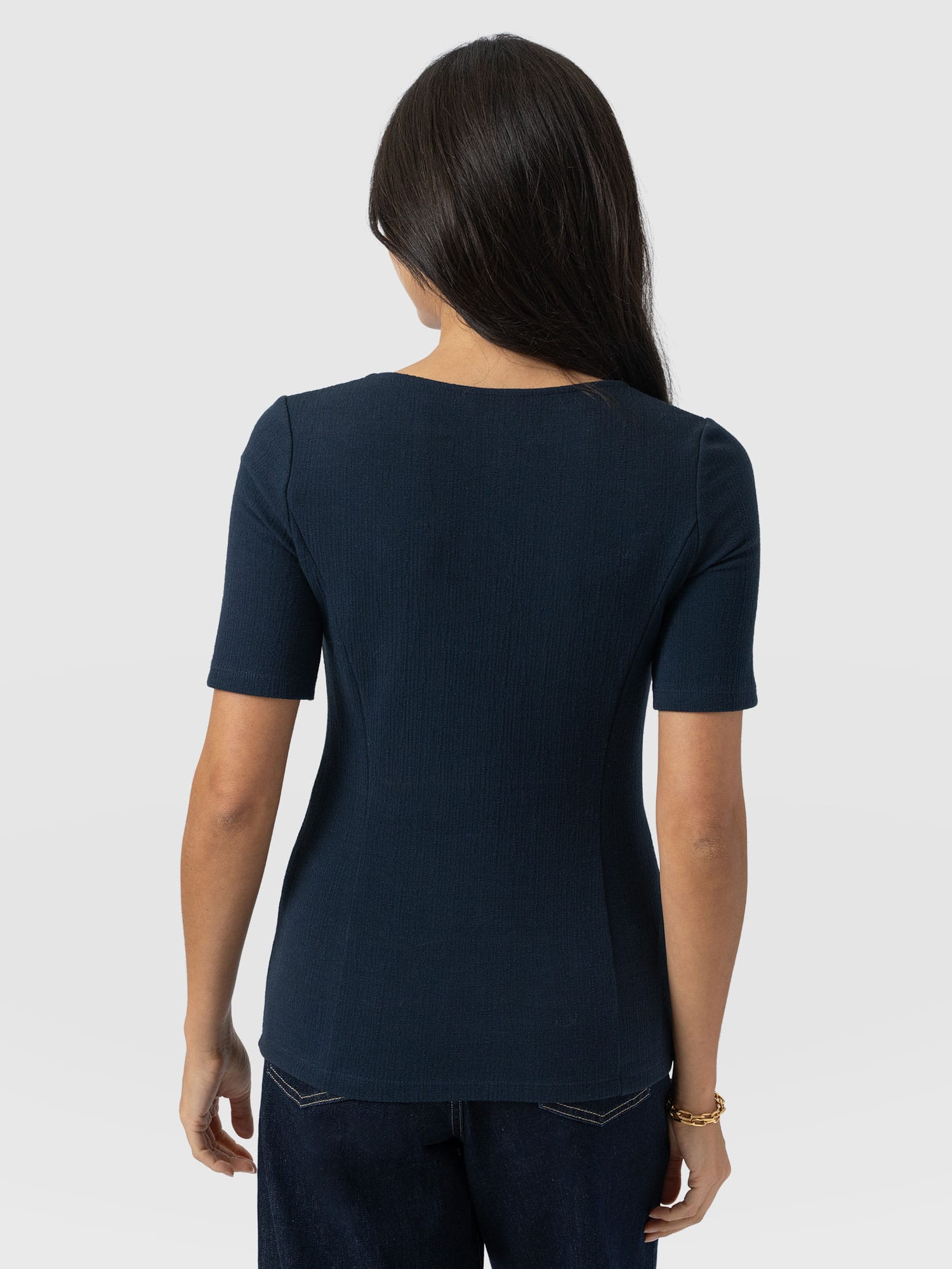 Akia Short Sleeve Tee - Navy Textured - Women's T-shirts | Saint + Sofia® USA