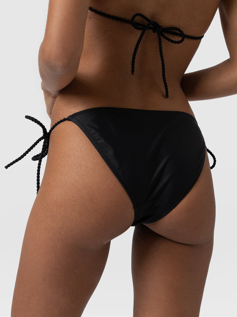 Alba Tie Side Bikini Bottom Black - Women's Swimwear | Saint + Sofia® USA